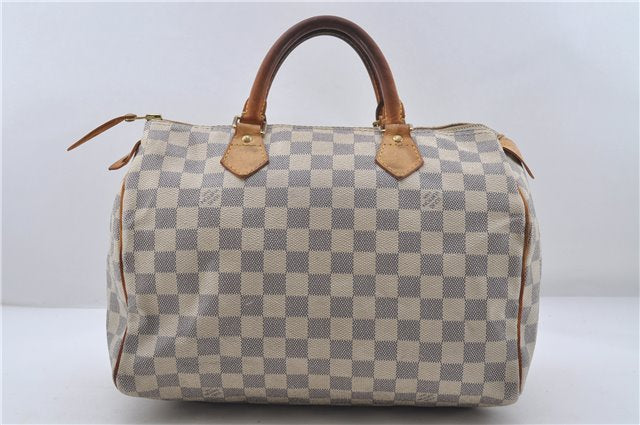 Authentic Louis Vuitton Damier Azur Speedy30 Hand Boston Bag N41533 LV 7080D