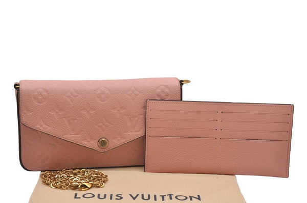 Auth Louis Vuitton Monogram Empreinte Pochette Felice Shoulder Bag Pink 7082I
