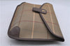 Authentic Burberrys Vintage Check Canvas Clutch Hand Bag Khaki Green Brown 7084C