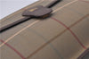 Authentic Burberrys Vintage Check Canvas Clutch Hand Bag Khaki Green Brown 7084C