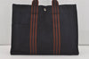 Authentic HERMES Fourre Tout MM Vintage Hand Tote Bag Canvas Navy 7084I