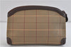 Authentic Burberrys Vintage Check Canvas Clutch Hand Bag Khaki Green Brown 7085C