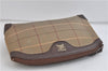 Authentic Burberrys Vintage Check Canvas Clutch Hand Bag Khaki Green Brown 7085C