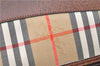 Authentic Burberrys Nova Check Canvas Leather Travel Boston Bag Beige 7085E