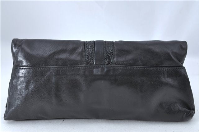 Authentic GUCCI Bamboo Clutch Hand Bag Purse Leather 235321 Black 7086D