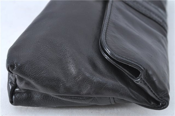 Authentic GUCCI Bamboo Clutch Hand Bag Purse Leather 235321 Black 7086D