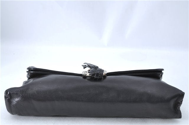 Authentic GUCCI Bamboo Clutch Hand Bag Purse Leather 235321 Black 7086D