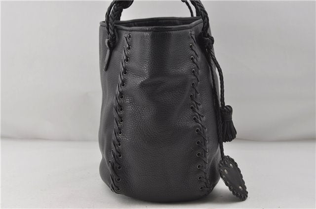 Authentic Christian Dior Shoulder Tote Bag Tassel Leather Black 7088D