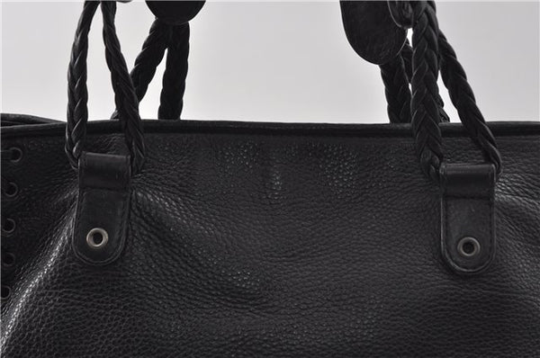 Authentic Christian Dior Shoulder Tote Bag Tassel Leather Black 7088D