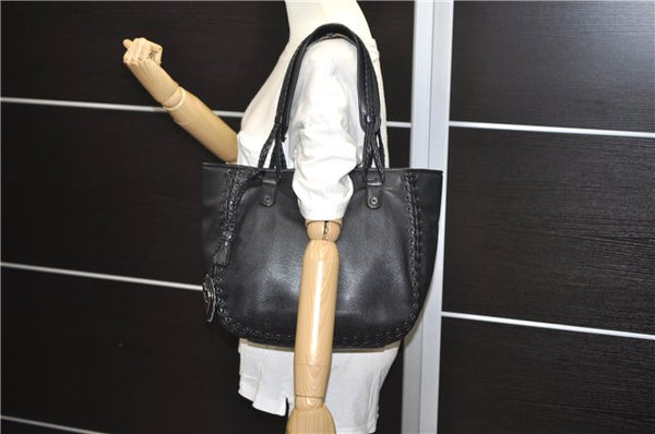 Authentic Christian Dior Shoulder Tote Bag Tassel Leather Black 7088D