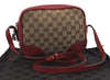 Authentic GUCCI Bree Shoulder Cross Bag GG Canvas Leather 449413 Brown Red 7088I