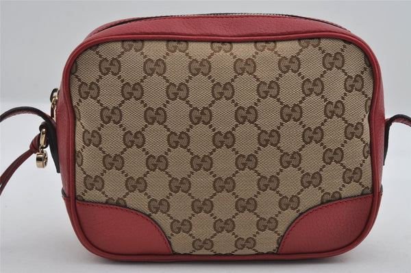 Authentic GUCCI Bree Shoulder Cross Bag GG Canvas Leather 449413 Brown Red 7088I