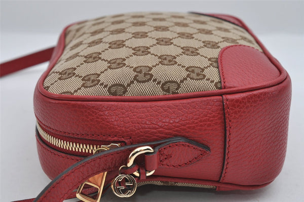 Authentic GUCCI Bree Shoulder Cross Bag GG Canvas Leather 449413 Brown Red 7088I
