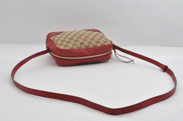 Authentic GUCCI Bree Shoulder Cross Bag GG Canvas Leather 449413 Brown Red 7088I