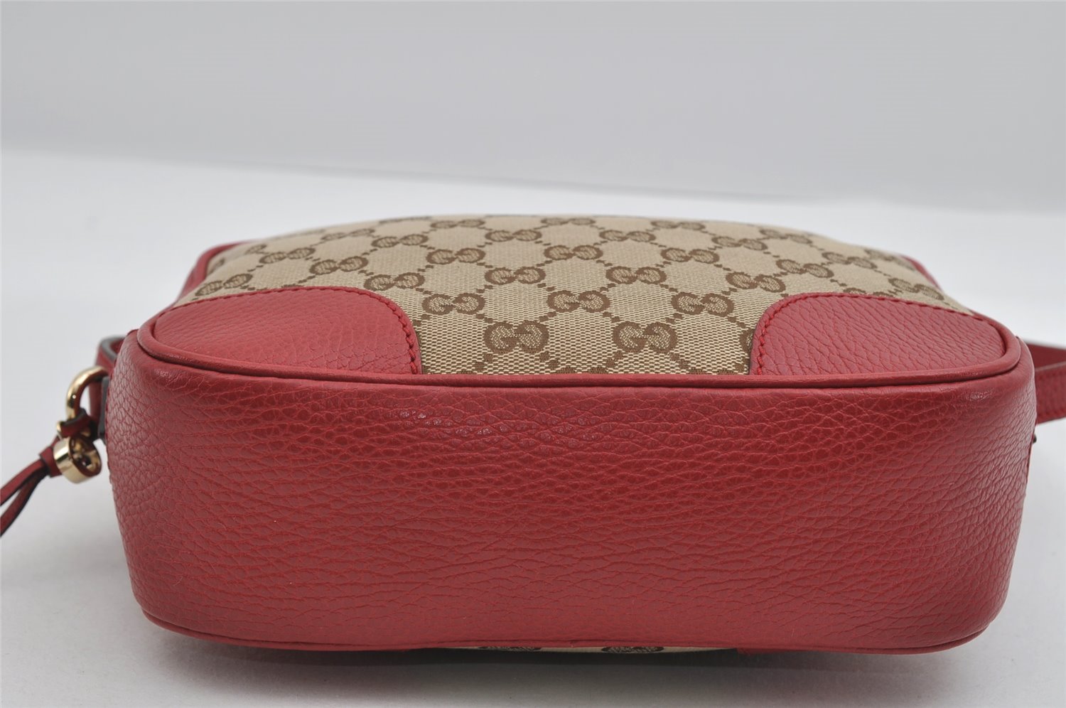 Authentic GUCCI Bree Shoulder Cross Bag GG Canvas Leather 449413 Brown Red 7088I