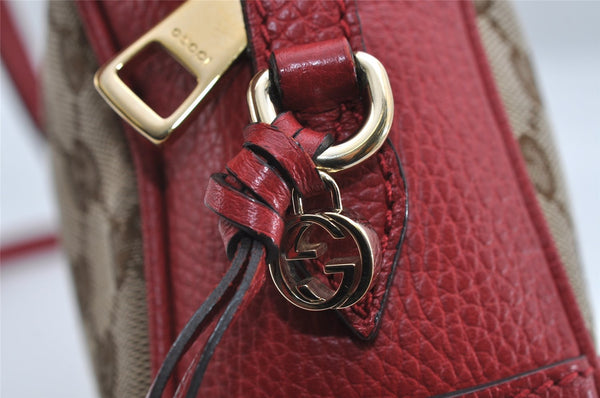 Authentic GUCCI Bree Shoulder Cross Bag GG Canvas Leather 449413 Brown Red 7088I
