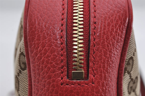 Authentic GUCCI Bree Shoulder Cross Bag GG Canvas Leather 449413 Brown Red 7088I