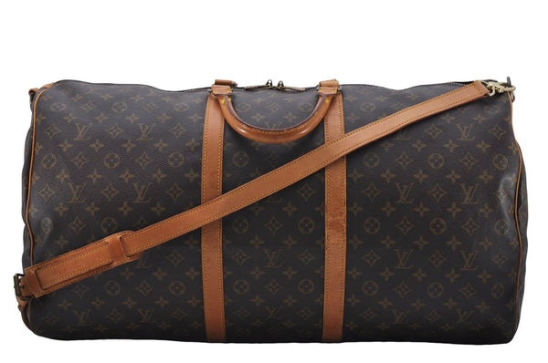 Auth Louis Vuitton Monogram Keepall Bandouliere 60 Boston Bag M41412 LV 7090D