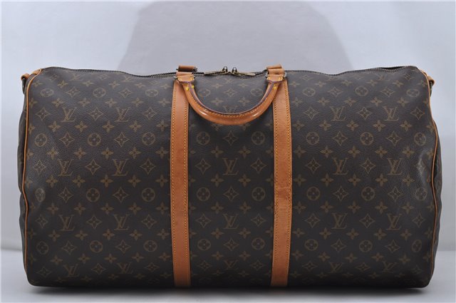 Auth Louis Vuitton Monogram Keepall Bandouliere 60 Boston Bag M41412 LV 7090D