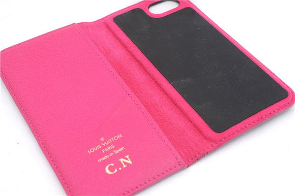 Authentic Louis Vuitton Monogram Folio Iphone 7 8 Case Pink M61906 LV 7094E