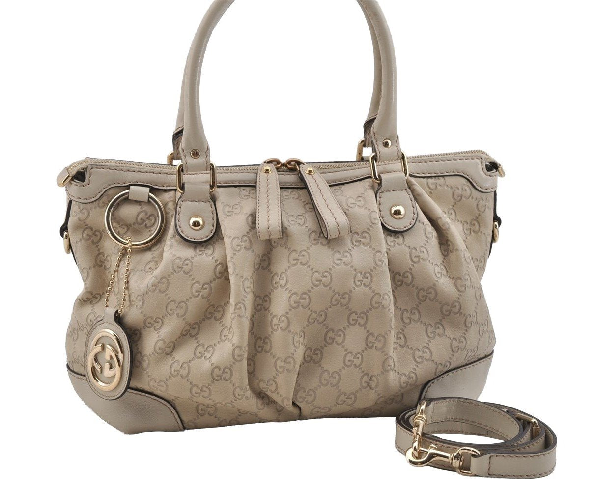 Authentic GUCCI Sukey Guccissima 2Way Hand Bag GG Leather 247902 White 7100I