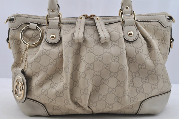 Authentic GUCCI Sukey Guccissima 2Way Hand Bag GG Leather 247902 White 7100I