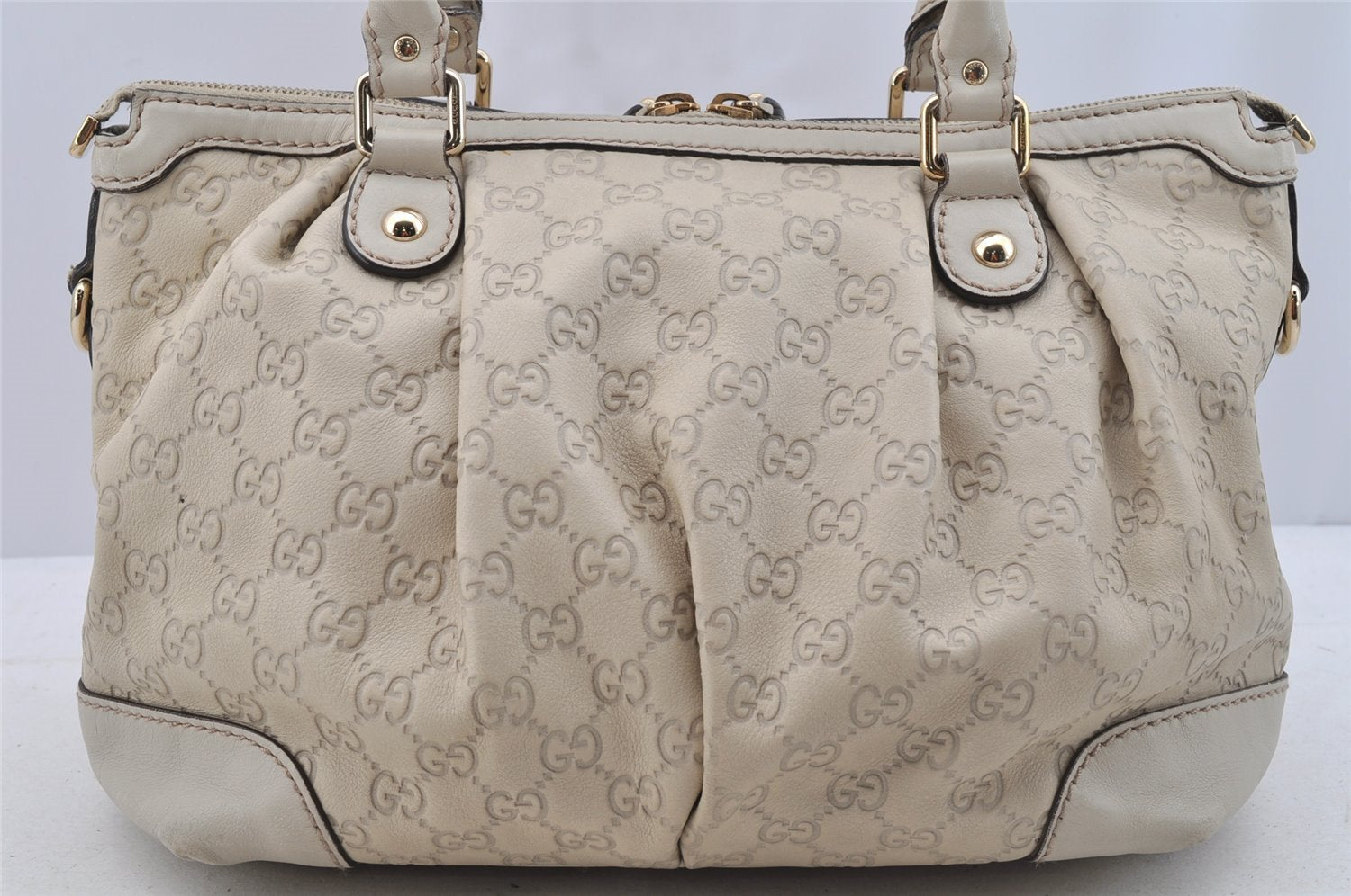 Authentic GUCCI Sukey Guccissima 2Way Hand Bag GG Leather 247902 White 7100I