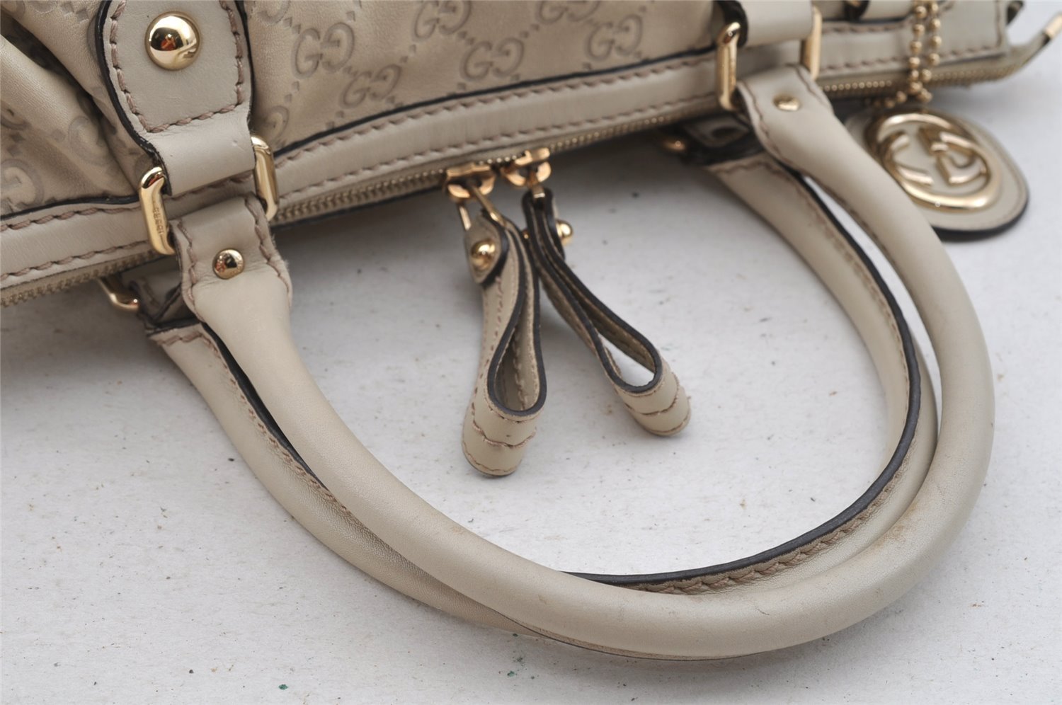 Authentic GUCCI Sukey Guccissima 2Way Hand Bag GG Leather 247902 White 7100I