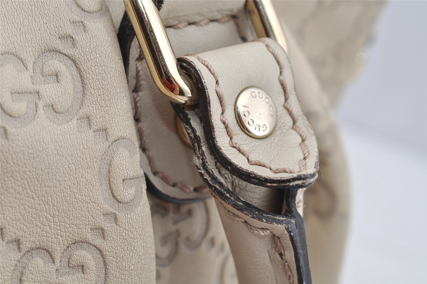 Authentic GUCCI Sukey Guccissima 2Way Hand Bag GG Leather 247902 White 7100I