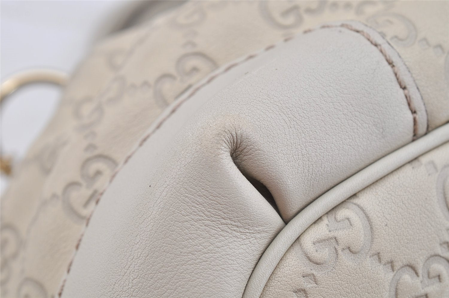 Authentic GUCCI Sukey Guccissima 2Way Hand Bag GG Leather 247902 White 7100I