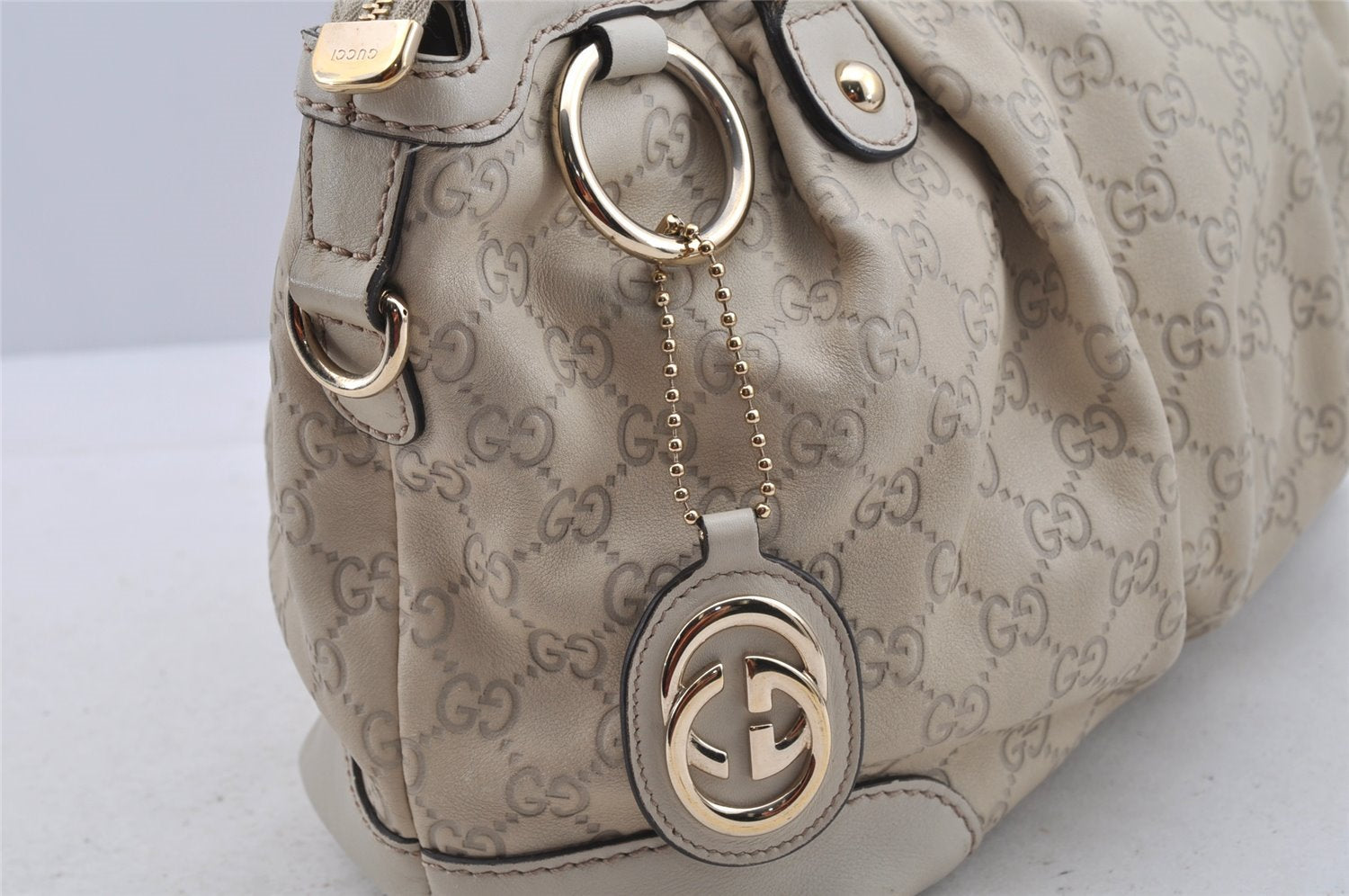 Authentic GUCCI Sukey Guccissima 2Way Hand Bag GG Leather 247902 White 7100I