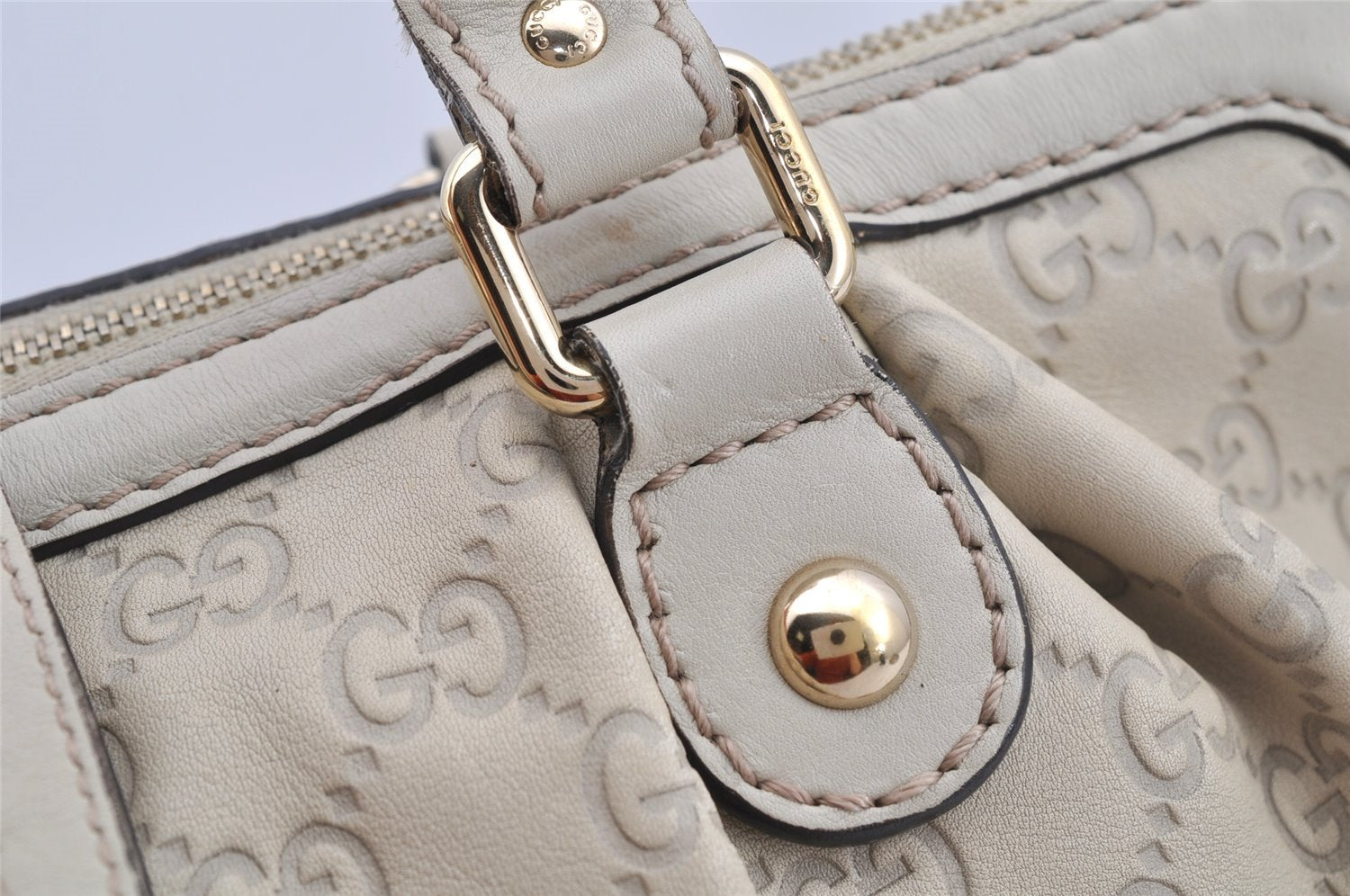 Authentic GUCCI Sukey Guccissima 2Way Hand Bag GG Leather 247902 White 7100I