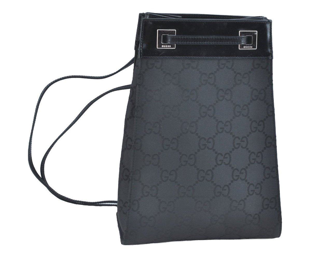 Authentic GUCCI Vintage Shoulder Bag Purse GG Nylon Leather Black Junk 7101G