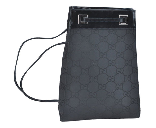 Authentic GUCCI Vintage Shoulder Bag Purse GG Nylon Leather Black Junk 7101G