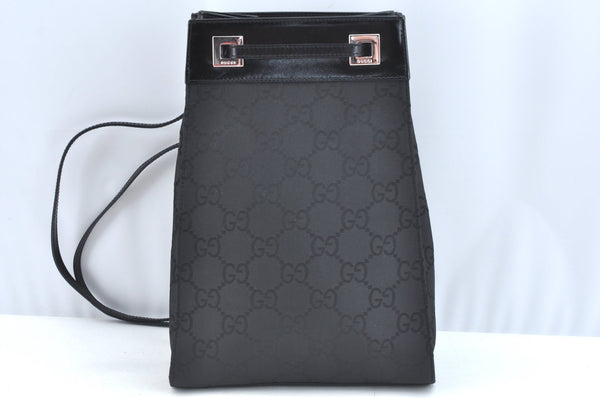 Authentic GUCCI Vintage Shoulder Bag Purse GG Nylon Leather Black Junk 7101G