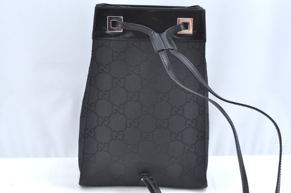 Authentic GUCCI Vintage Shoulder Bag Purse GG Nylon Leather Black Junk 7101G