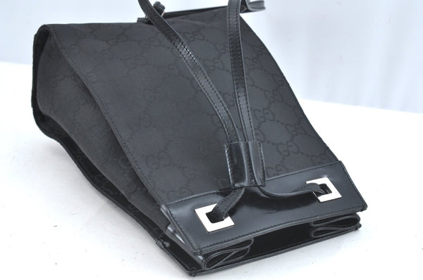 Authentic GUCCI Vintage Shoulder Bag Purse GG Nylon Leather Black Junk 7101G