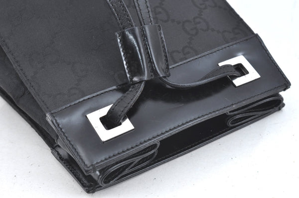 Authentic GUCCI Vintage Shoulder Bag Purse GG Nylon Leather Black Junk 7101G