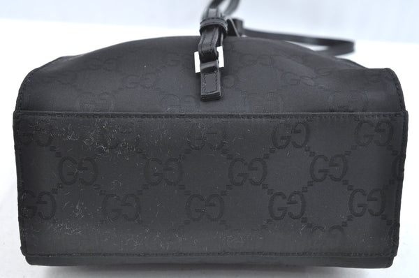 Authentic GUCCI Vintage Shoulder Bag Purse GG Nylon Leather Black Junk 7101G