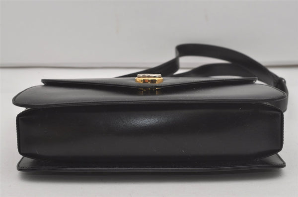 Authentic GUCCI Vintage Shoulder Cross Body Bag Purse Leather Black 7101I