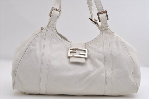 Authentic FENDI Vintage Shoulder Hand Bag Leather White 7103I