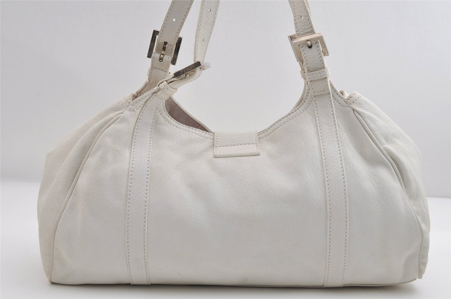 Authentic FENDI Vintage Shoulder Hand Bag Leather White 7103I