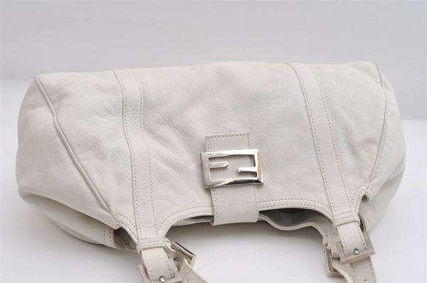 Authentic FENDI Vintage Shoulder Hand Bag Leather White 7103I