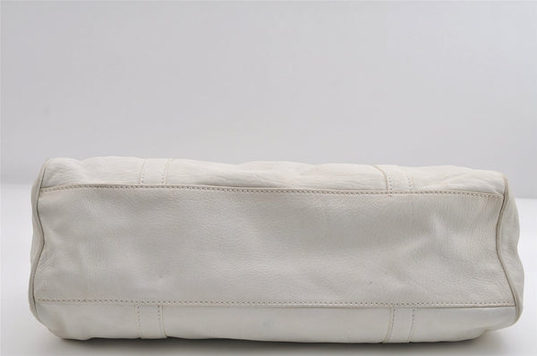 Authentic FENDI Vintage Shoulder Hand Bag Leather White 7103I