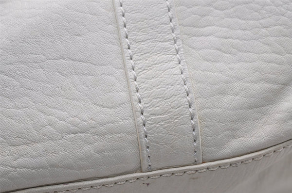 Authentic FENDI Vintage Shoulder Hand Bag Leather White 7103I
