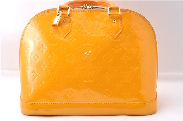 Authentic Louis Vuitton Vernis Alma PM Hand Bag Orange M91695 LV 7108D