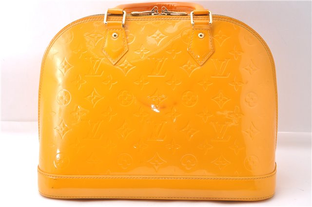 Authentic Louis Vuitton Vernis Alma PM Hand Bag Orange M91695 LV 7108D