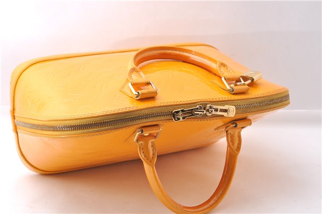 Authentic Louis Vuitton Vernis Alma PM Hand Bag Orange M91695 LV 7108D