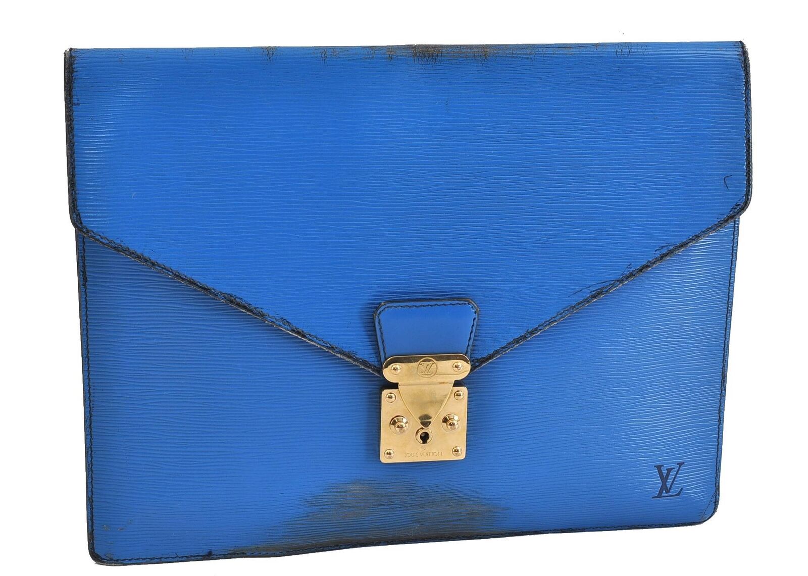Auth LOUIS VUITTON Epi Porte Documents Senateur Clutch Bag M54455 Blue 7109B