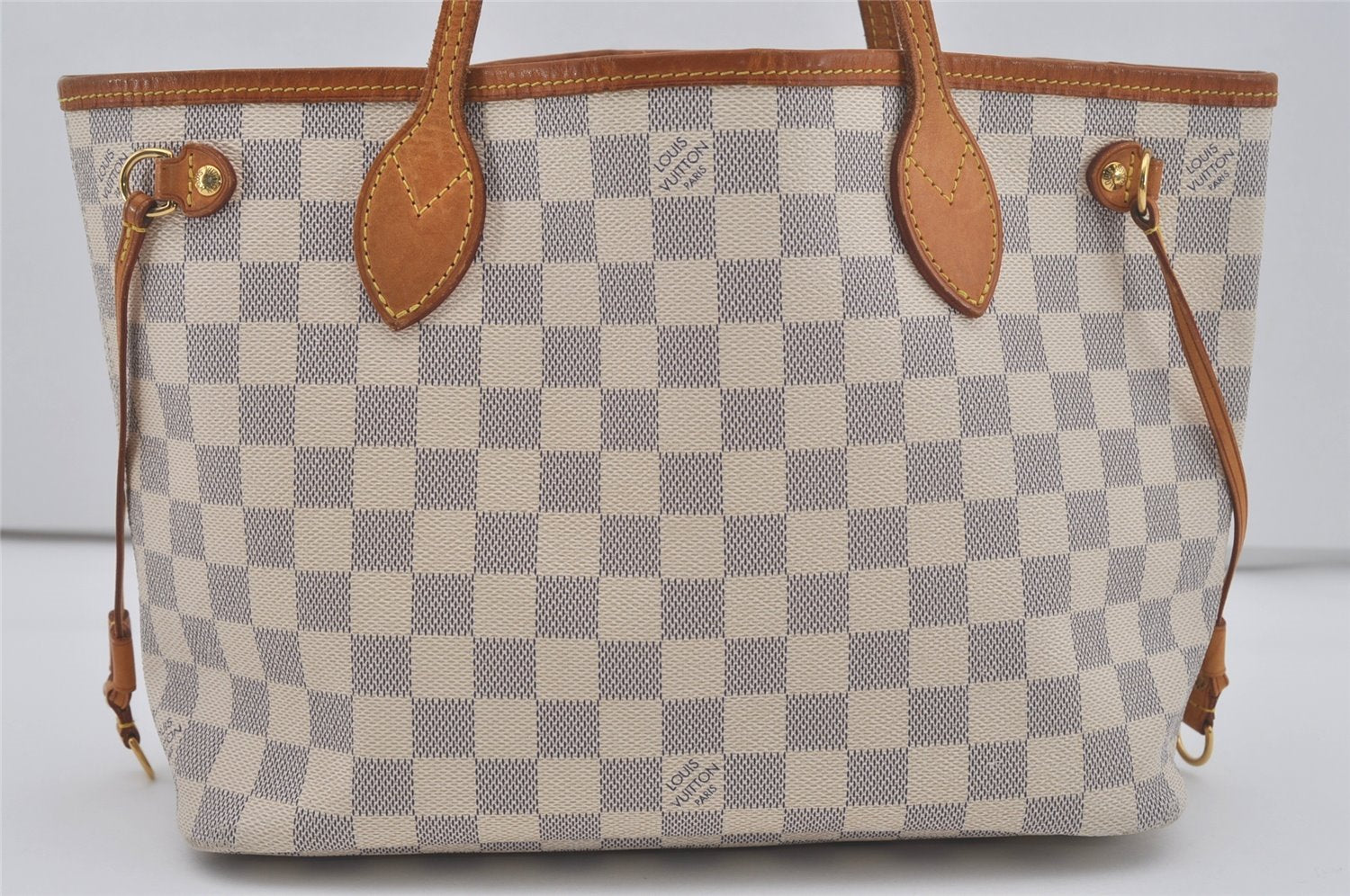 Authentic Louis Vuitton Damier Azur Neverfull PM Tote Bag N51110 LV 7111I